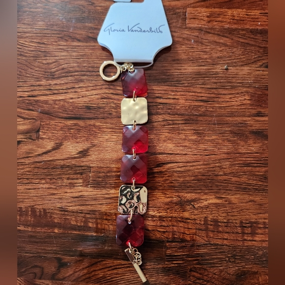 Gloria Vanderbilt Red & Gold Bracelet - Picture 2 of 3